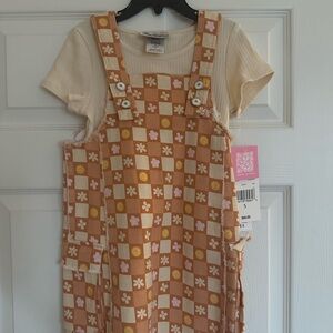 Rare editions Checkered Dress with Cream Top